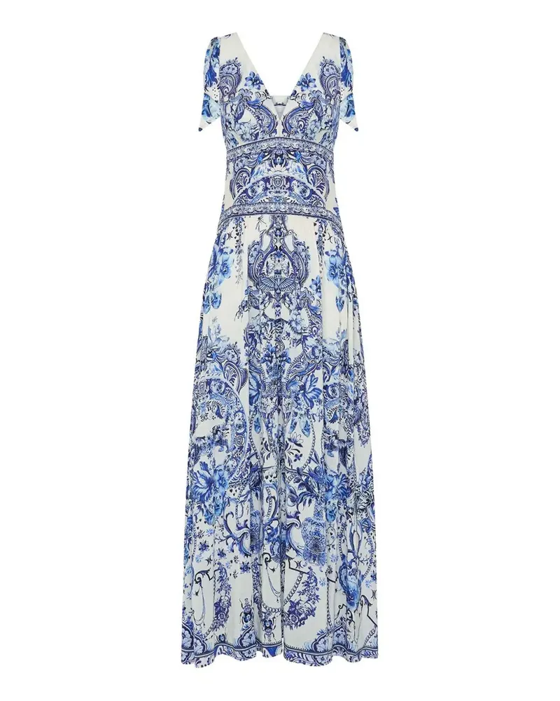 Camilla Ausgestelltes Kleid mit Print - Weiß Weiß