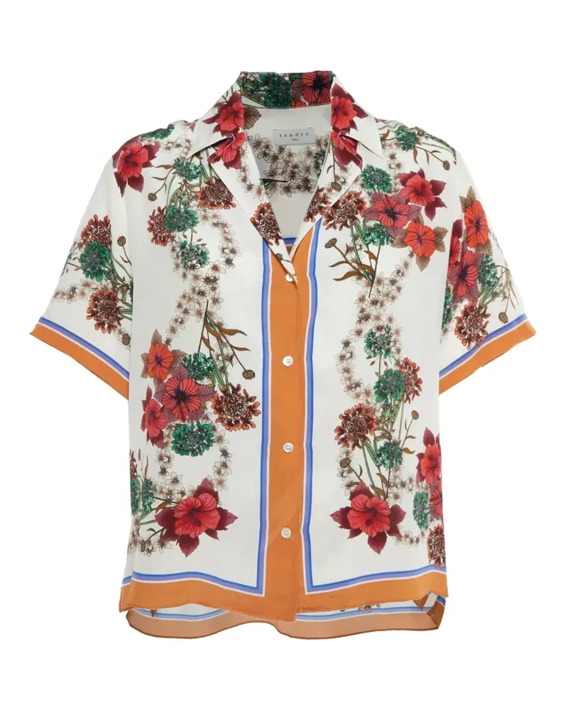 Sandro Hemd mit Blumenmuster - Weiß Weiß