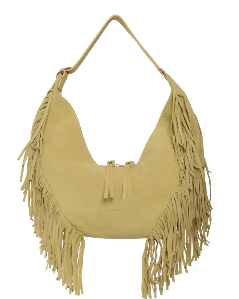 Orciani Kleine Isola Peach Schultertasche mit Fransen - Gelb Gelb