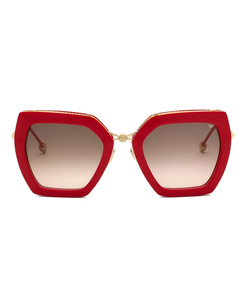 Philipp Plein Sonnenbrille mit geometrischem Gestell - Rot Rot