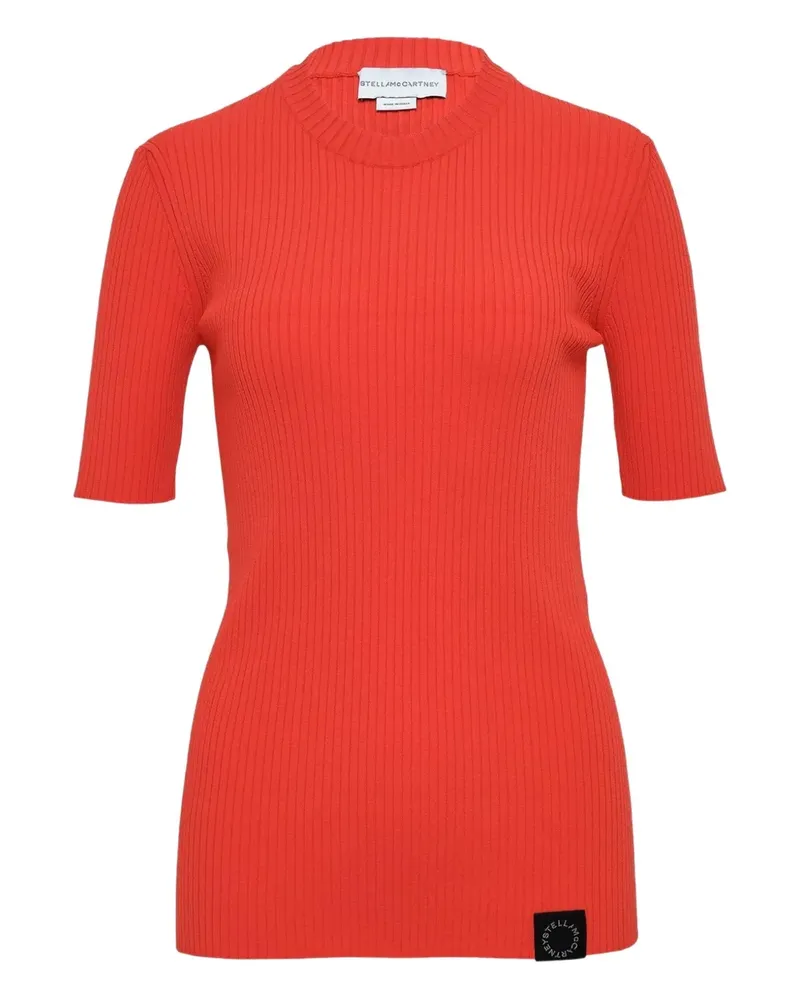 Stella McCartney short-sleeved ribbed top - Orange Orange