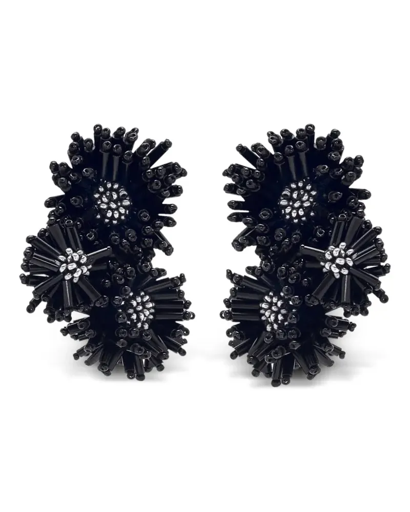 Oscar de la Renta Ring mit Blumendetail - Schwarz Schwarz