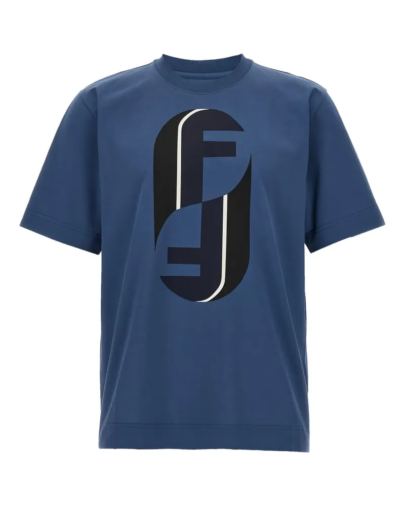 Fendi T-Shirt mit Monogramm-Print - Blau Blau