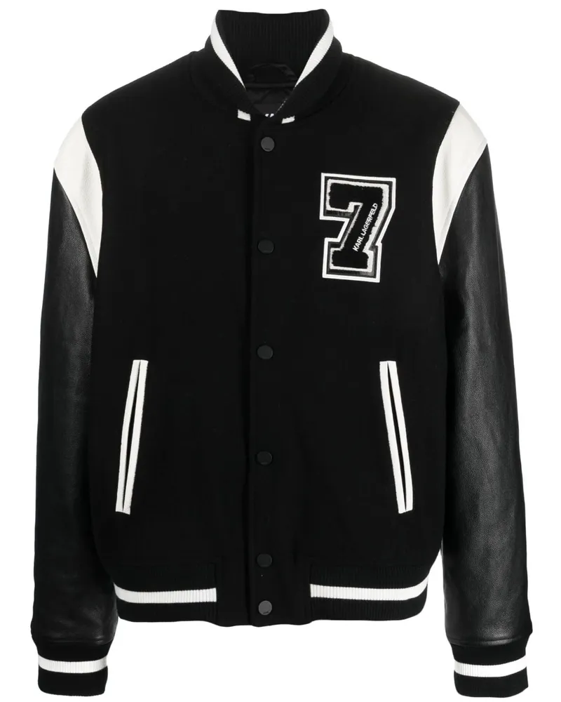 Karl Lagerfeld Bomberjacke im College-Look - Schwarz Schwarz