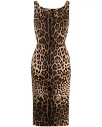 Dolce & Gabbana Schmales Kleid mit Leoparden-Print Braun