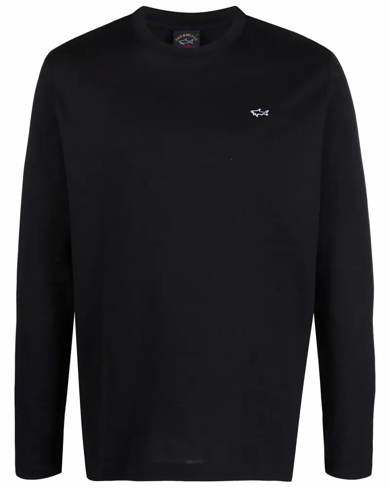 Paul & Shark Langarmshirt mit Logo-Stickerei - Schwarz Schwarz