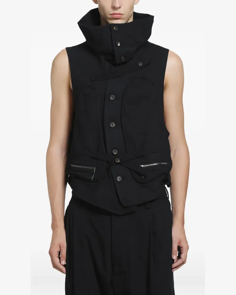 Ziggy Chen Utility-Weste mit Stehkragen - Schwarz Schwarz