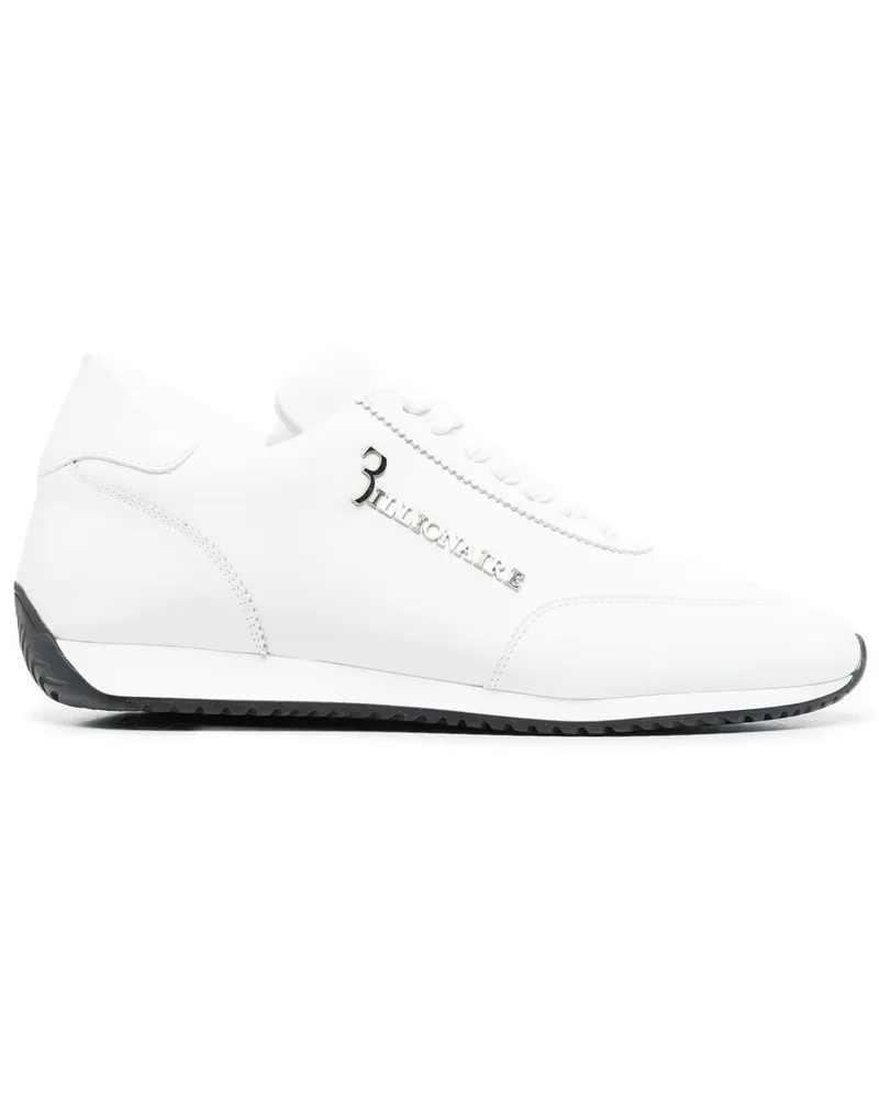 Billionaire Sneakers mit Logo-Schild - Weiß Weiß