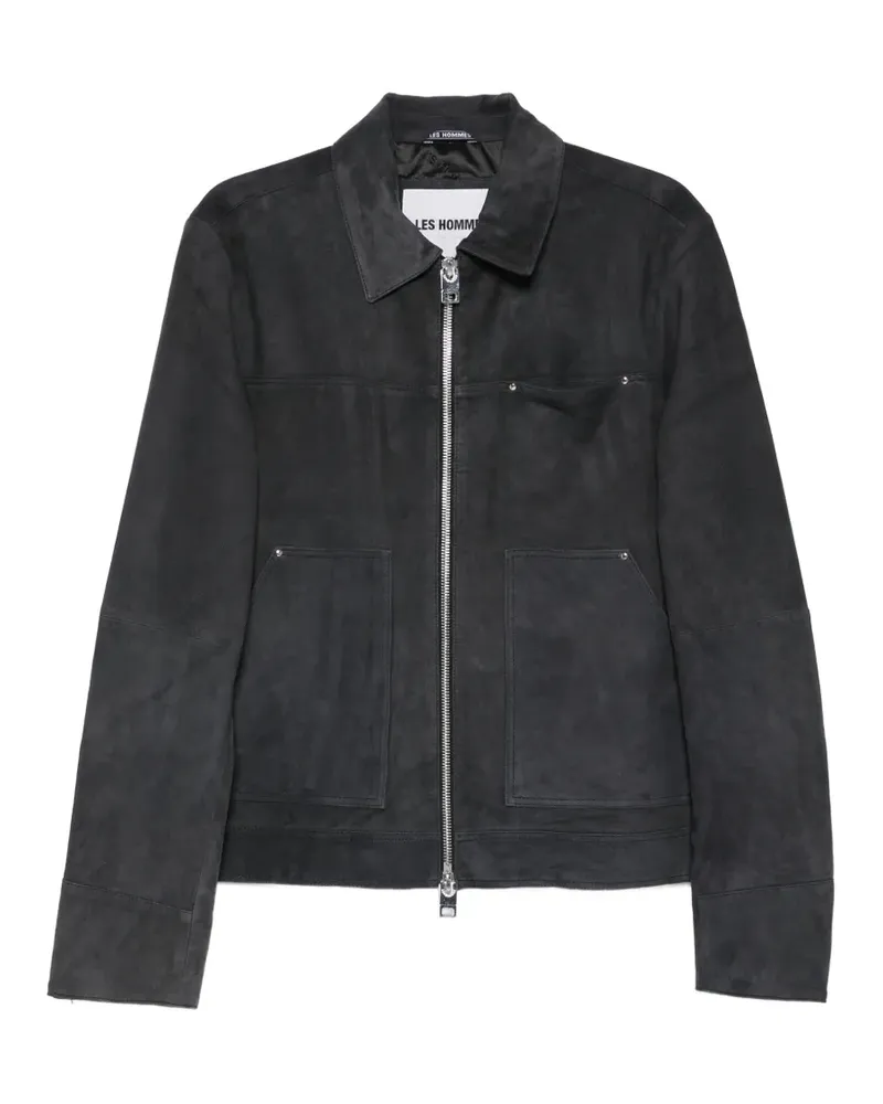 Les Hommes suede zip-up jacket - Blau Blau