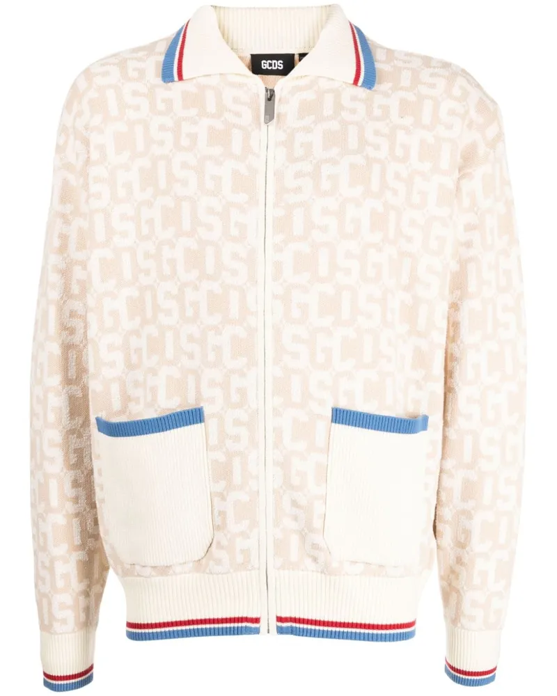 GCDS Intarsien-Cardigan mit Reißverschluss - Nude Nude
