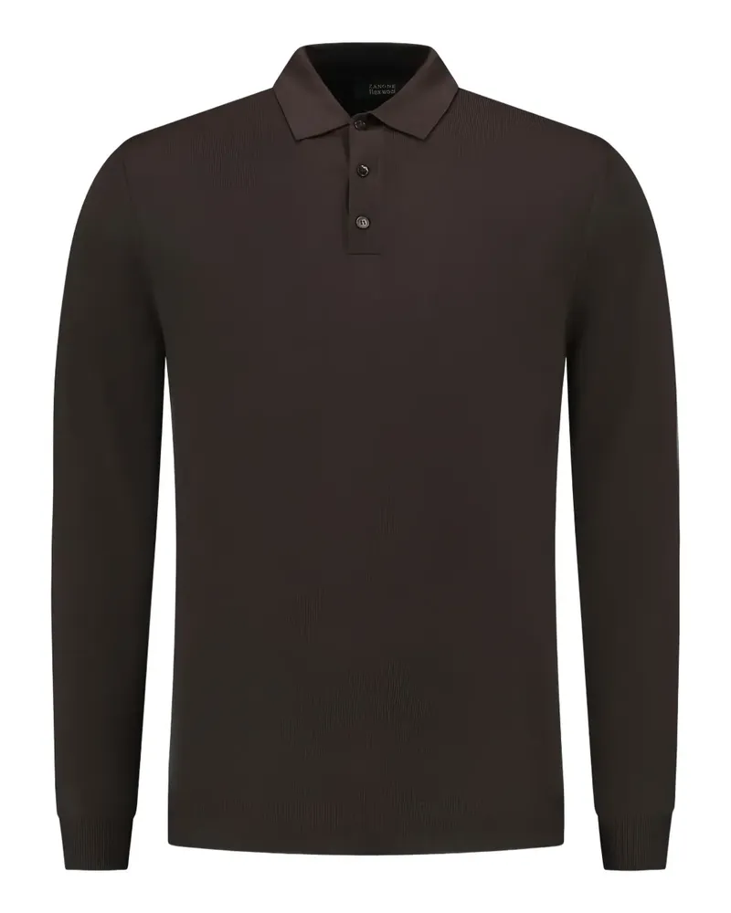 Zanone long-sleeved wool polo shirt - Braun Braun