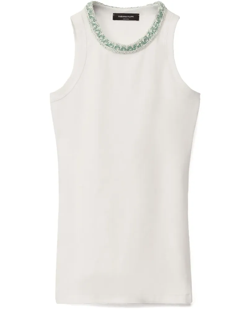 Fabiana Filippi Tanktop mit besticktem Kragen - Weiß Weiß