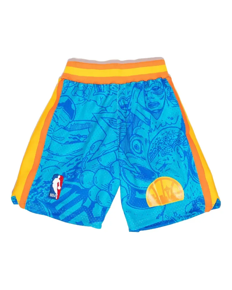 Mitchell & Ness x Hebru Brantley Supersonics-print stripe shorts - Blau Blau