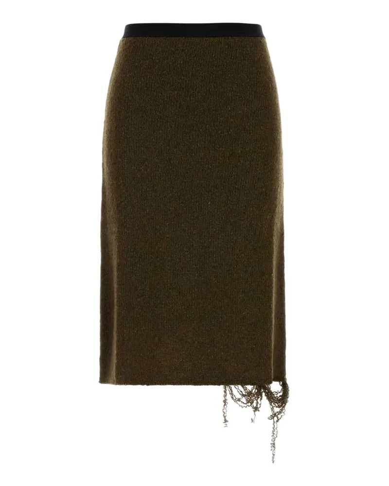 Maison Margiela distressed knitted midi skirt - Braun Braun