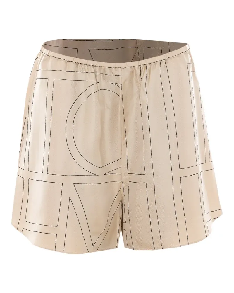 Totême monogram-print shorts - Nude Nude