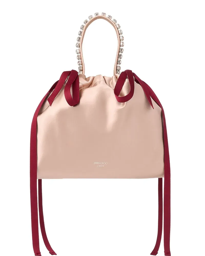 Jimmy Choo crystal-detail drawstring bucket bag - Rosa Rosa