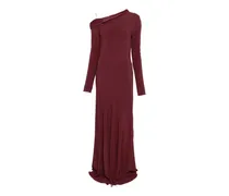aymmetric-neck long-sleeve maxi dress - Rot
