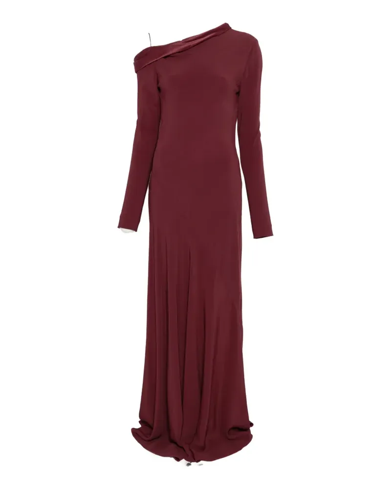 Alberta Ferretti aymmetric-neck long-sleeve maxi dress - Rot Rot