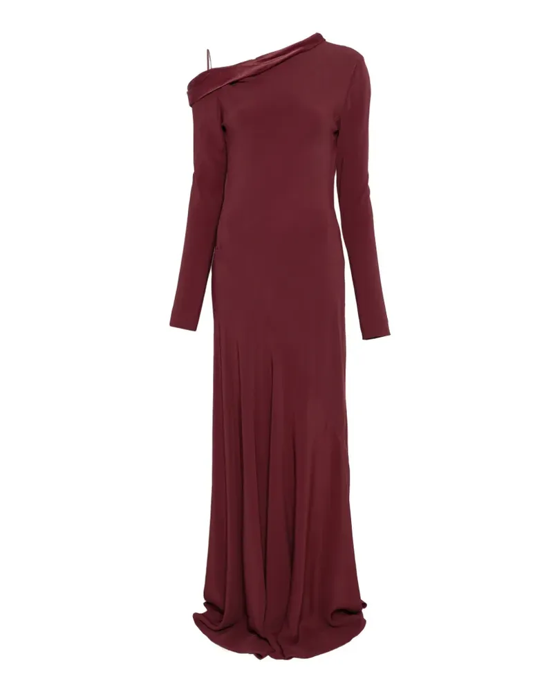 Alberta Ferretti aymmetric-neck long-sleeve maxi dress - Rot Rot