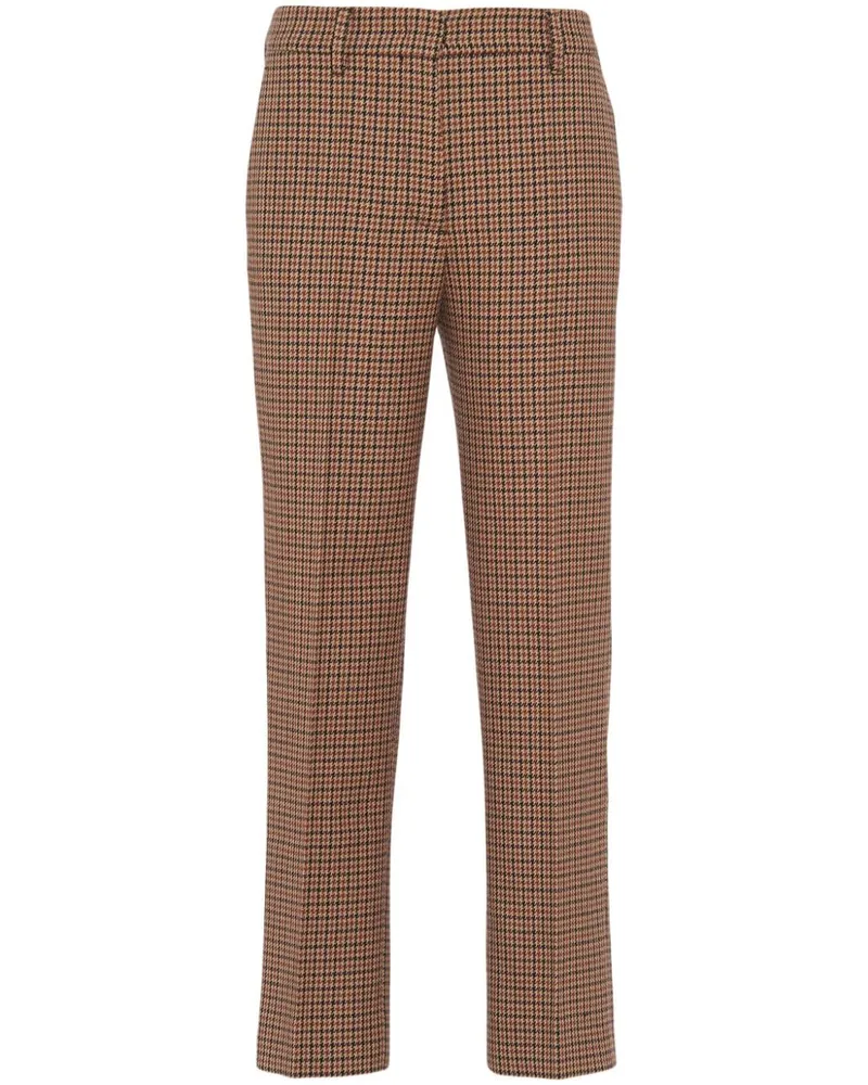 Prada Wollhose mit Hahnentrittmuster - Braun Braun