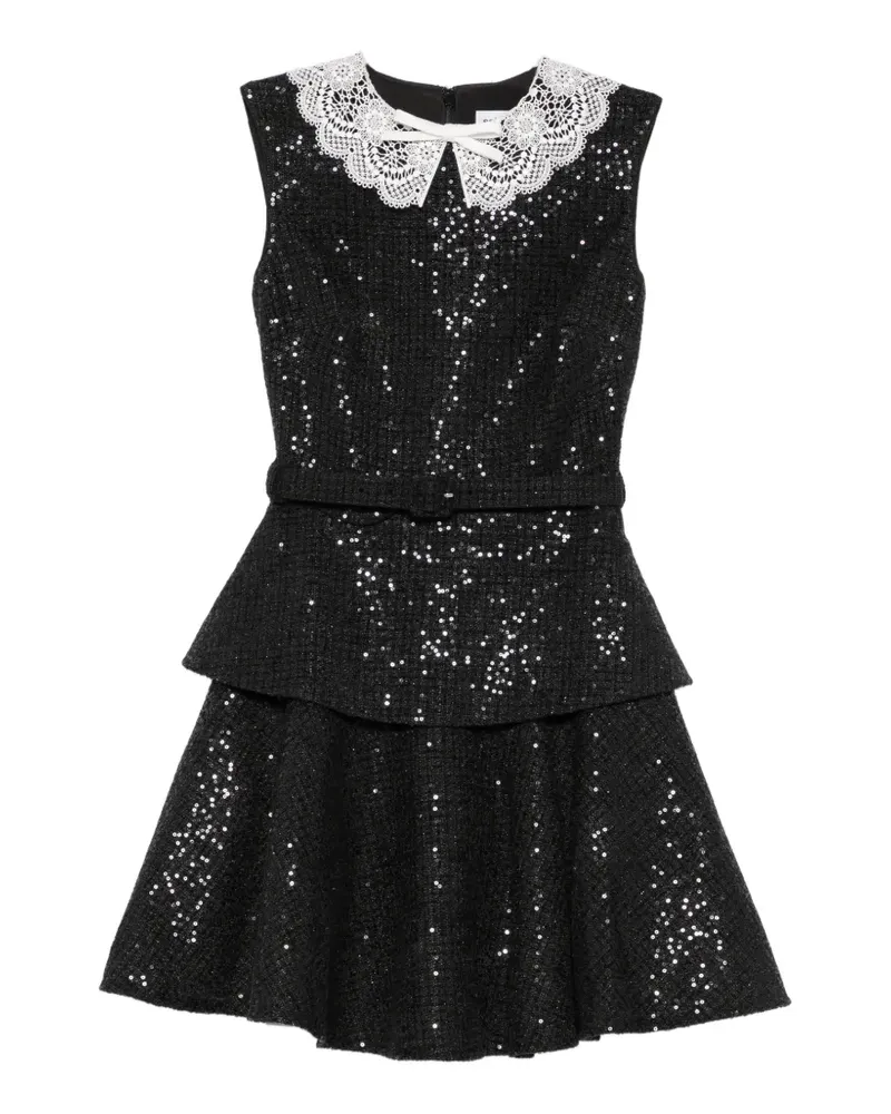 Self-Portrait sequin-embellished lace-collar dress - Schwarz Schwarz
