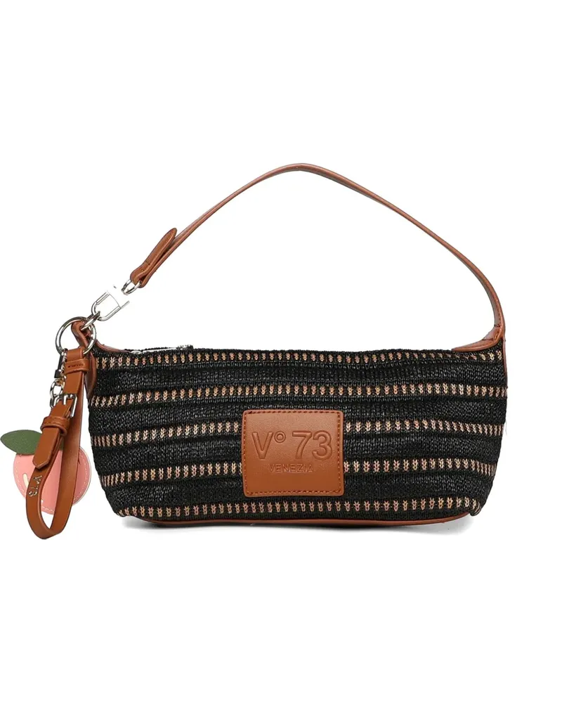 V°73 Gestreifte Venice Schultertasche - Schwarz Schwarz