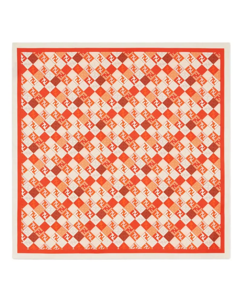 Fendi Karierter Seidenschal - Orange Orange