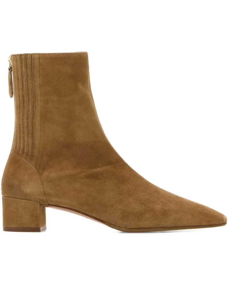 Aquazzura Saint Honorè Wildlederstiefel mit Blockabsatz 35mm - Braun Braun