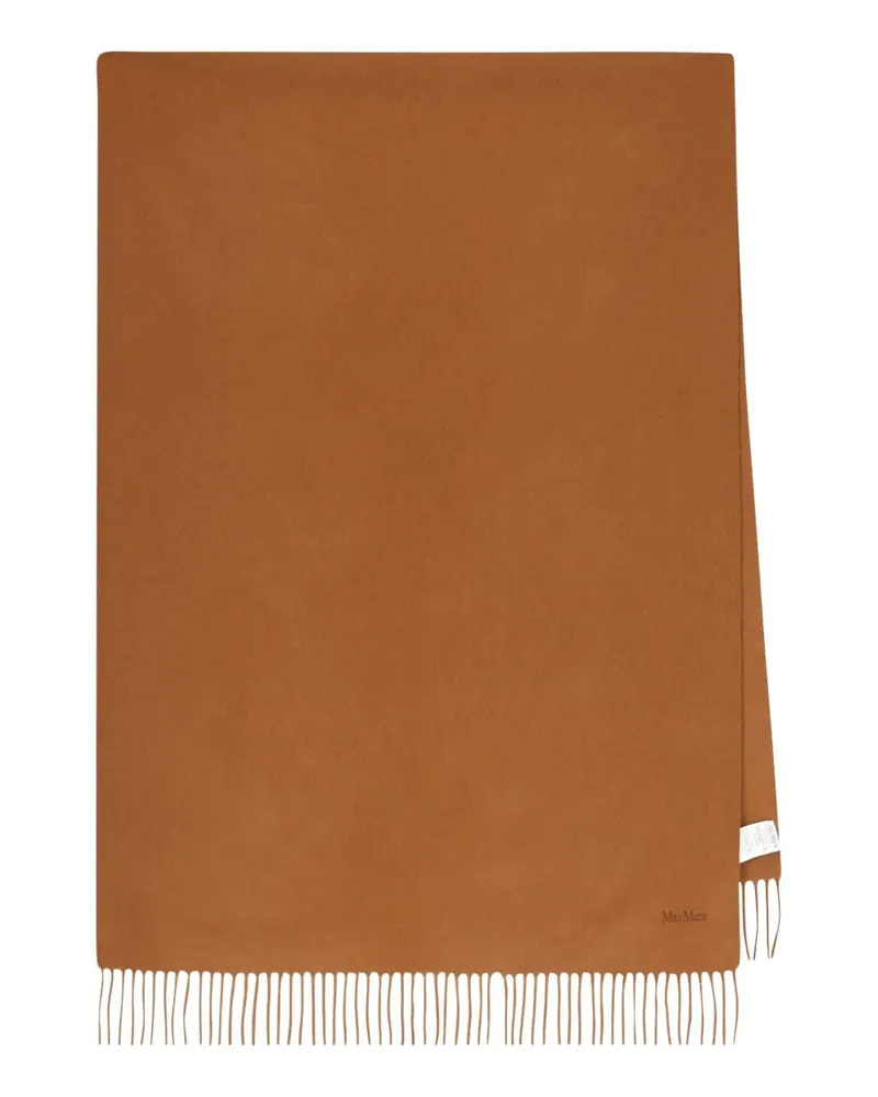 Max Mara fringed embroidered-logo scarf - Braun Braun