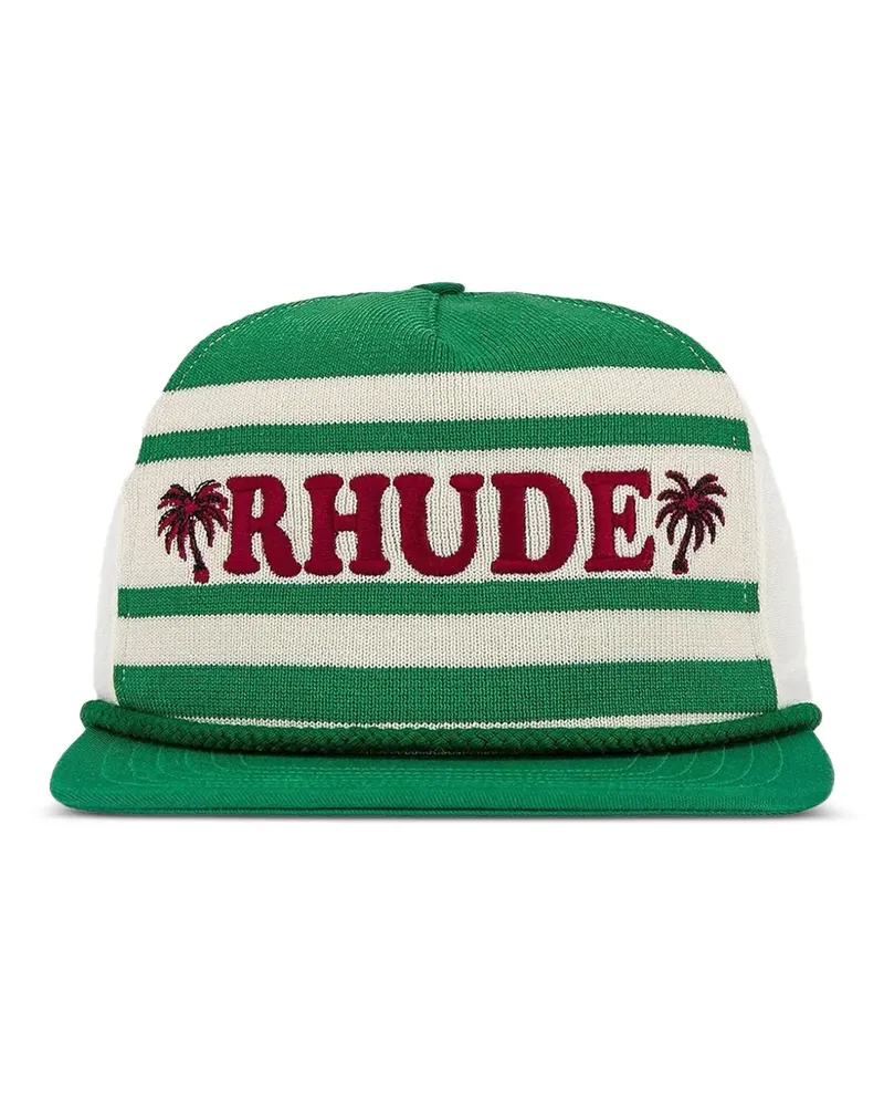 RHUDE Gestreifte Beach Club Baseballkappe - Grün Grün