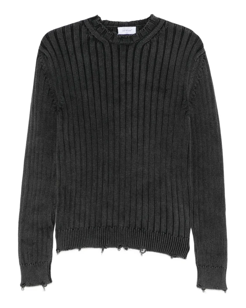 OFF-WHITE Gerippter Pullover im Distressed-Look - Grau Grau