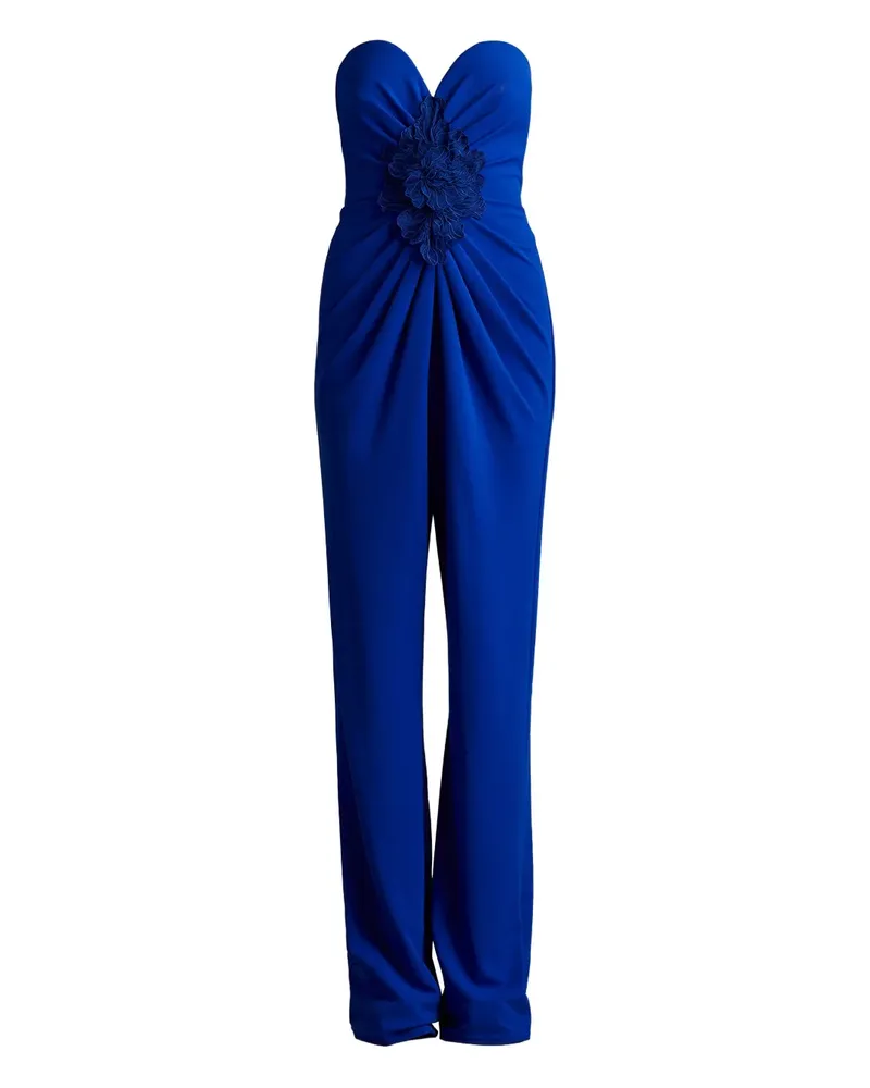 Tadashi Shoji Schulterfreier Jumpsuit mit Blumendetail - Blau Blau