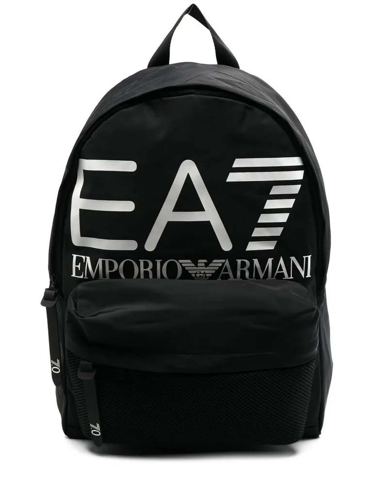 EA7 Rucksack mit Logo-Print - Schwarz Schwarz