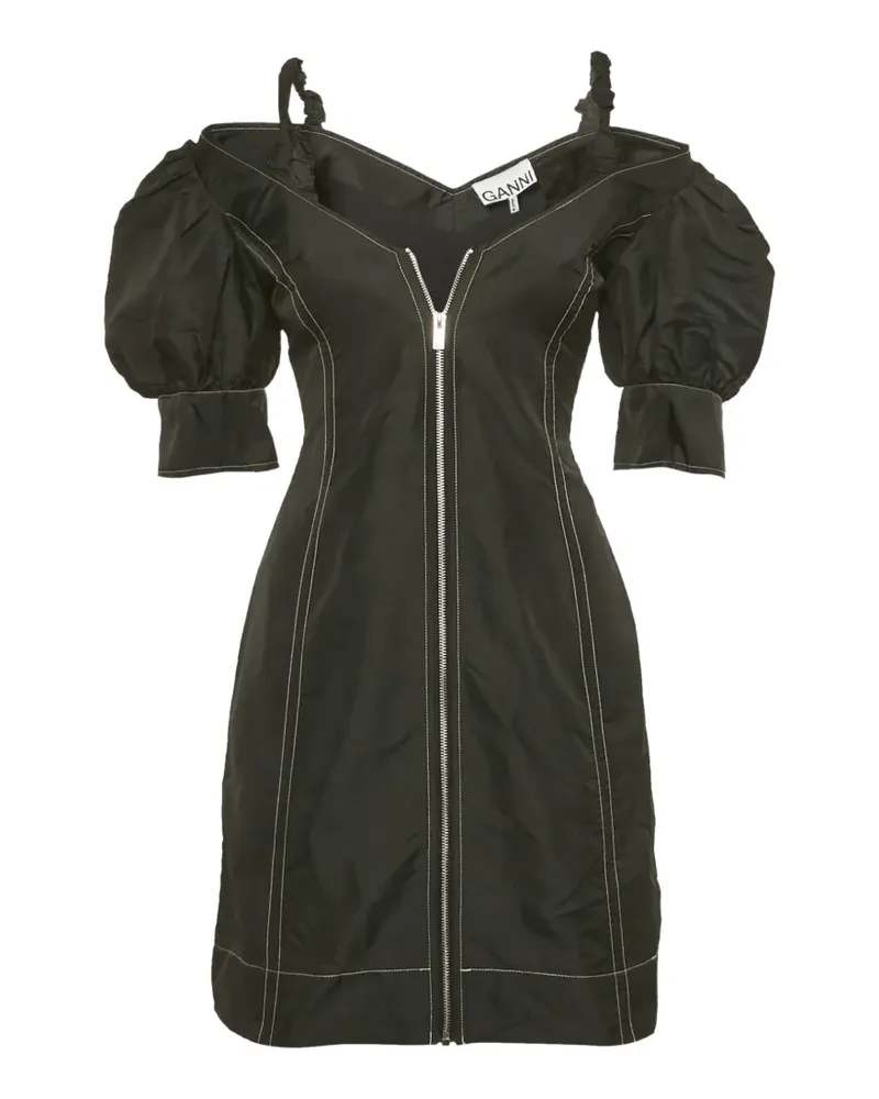 Ganni off-shoulder mini dress - Schwarz Schwarz