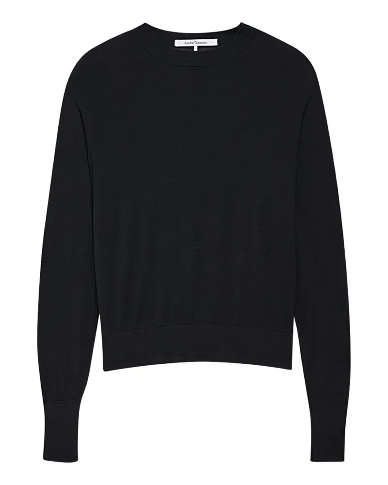 Another Tomorrow fine-knit merino wool long-sleeve top - Schwarz Schwarz