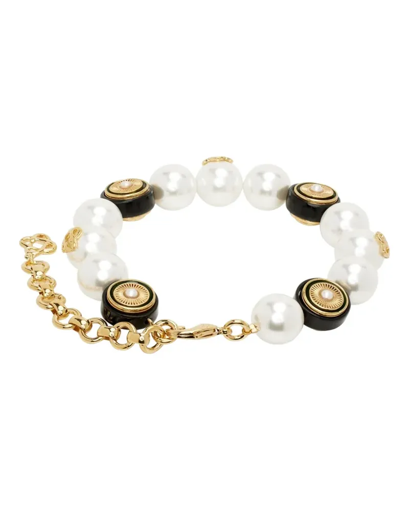 Casablanca Paris spoke wheel pearl charm bracelet - Gold Gold