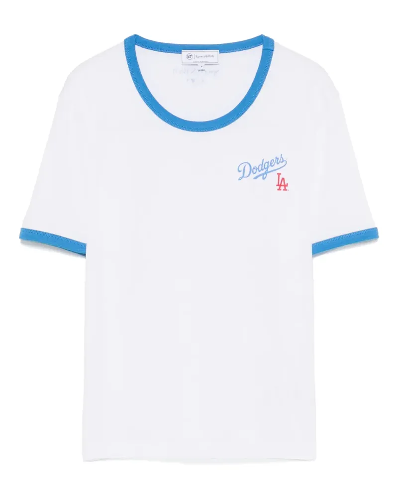SPORTY & RICH x The LA Dodgers Serif Ringer T-Shirt - Weiß Weiß