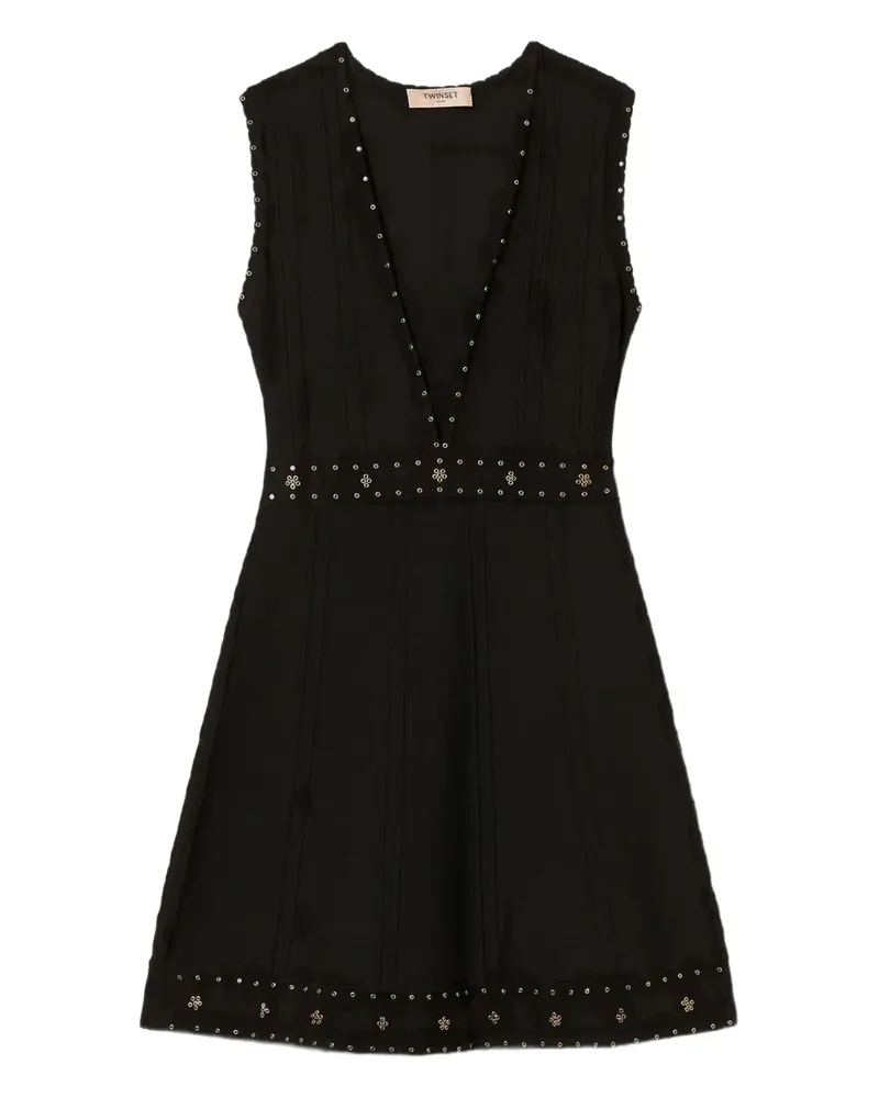 Twin-Set Minikleid mit Strass - Schwarz Schwarz
