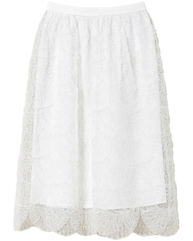 Twin-Set Bestickter Organza-Rock - Weiß Weiß