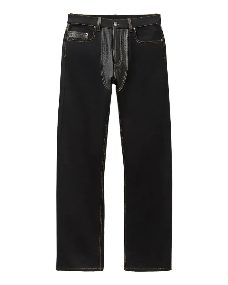 Versace denim & leather straight jeans - Schwarz Schwarz