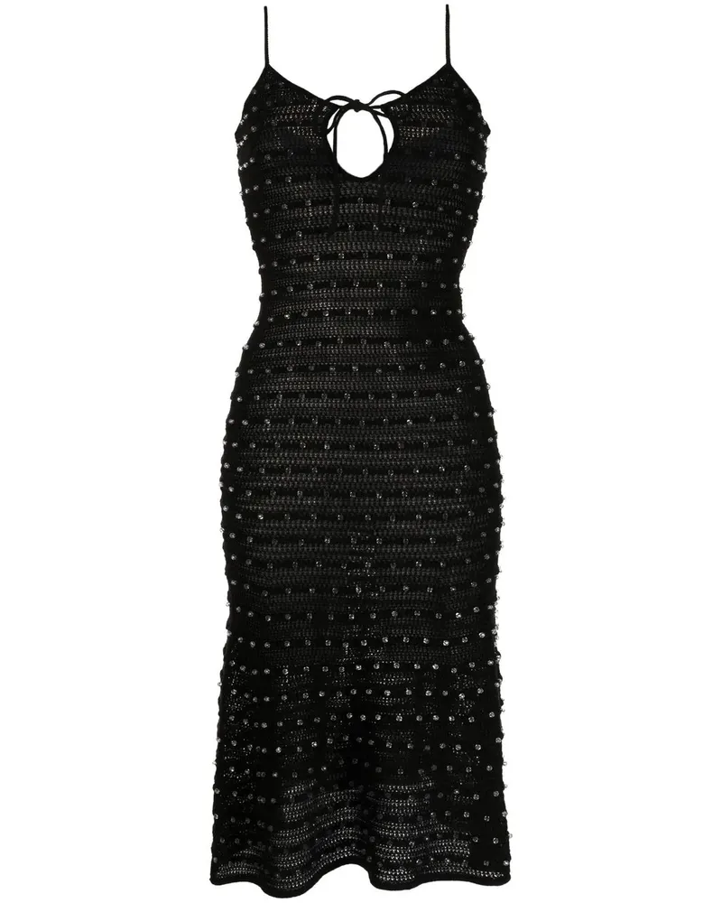 Self-Portrait Gestricktes Kleid mit Perlen - Schwarz Schwarz