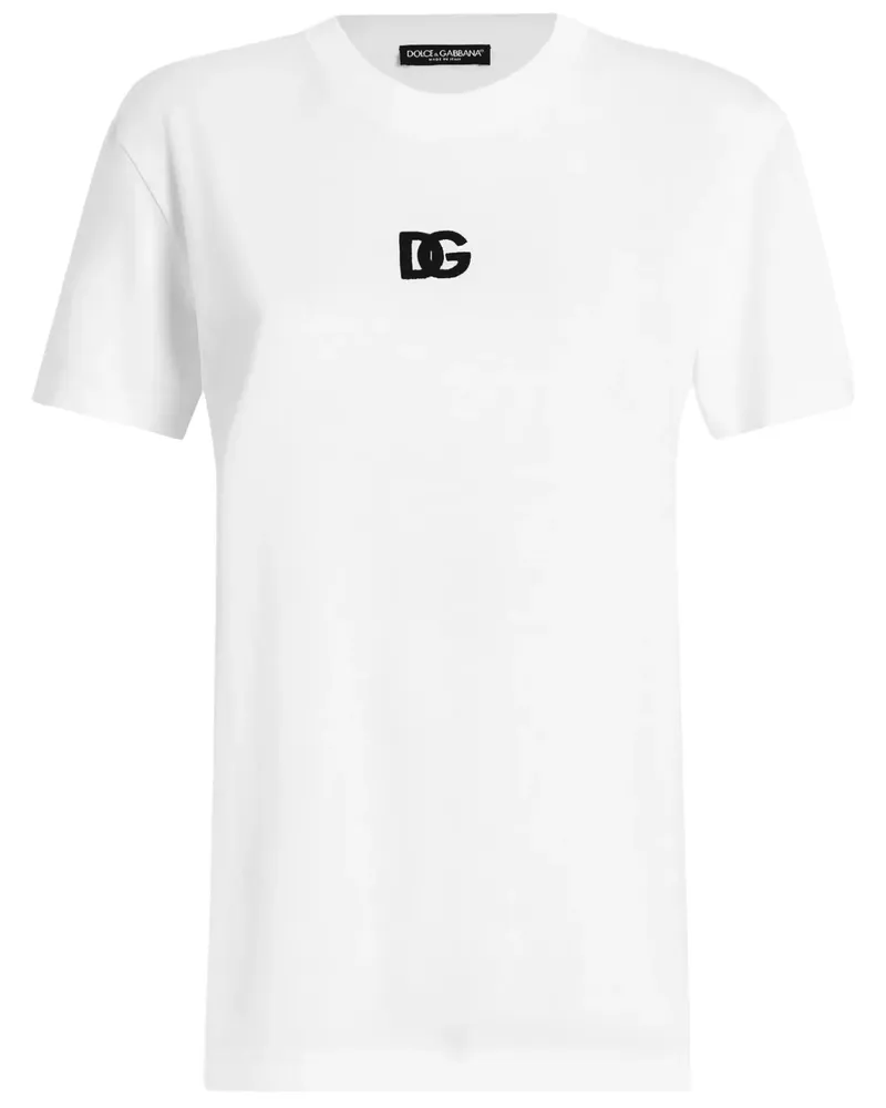 Dolce & Gabbana T-Shirt mit Logo-Stickerei - Weiß Weiß