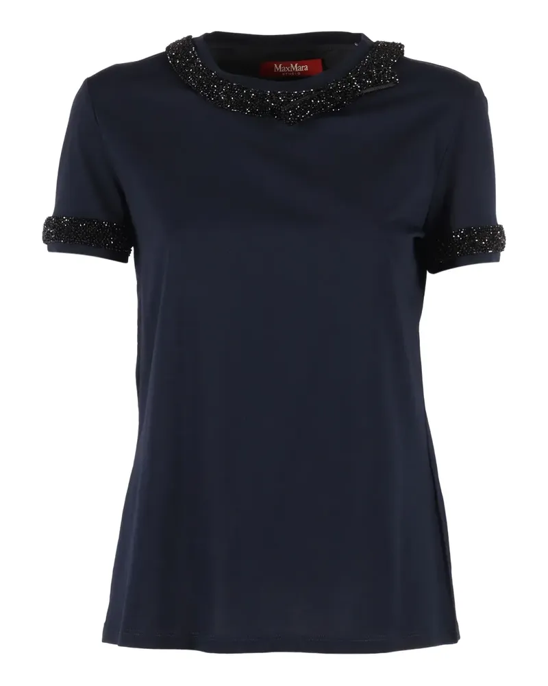 Max Mara Pontile T-Shirt mit Perlen - Blau Blau
