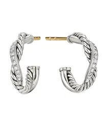 David Yurman Petite Infinity Creolen mit Diamanten Silber