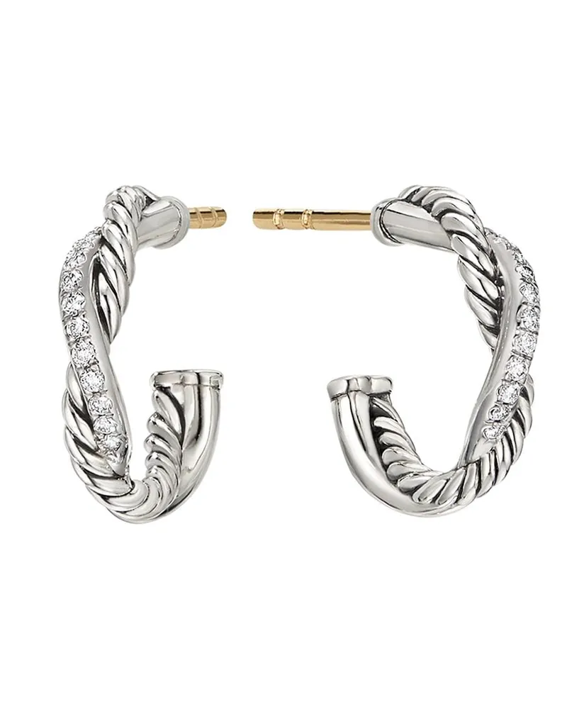 David Yurman Petite Infinity Creolen mit Diamanten Silber