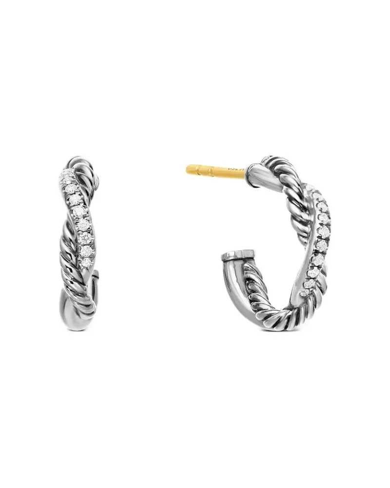 David Yurman Petite Infinity Creolen mit Diamant 3mm - Silber Silber