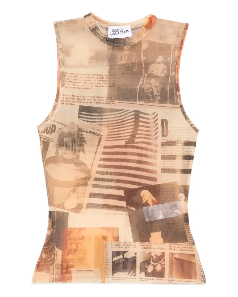 Jean Paul Gaultier newspaper-print top - Nude Nude