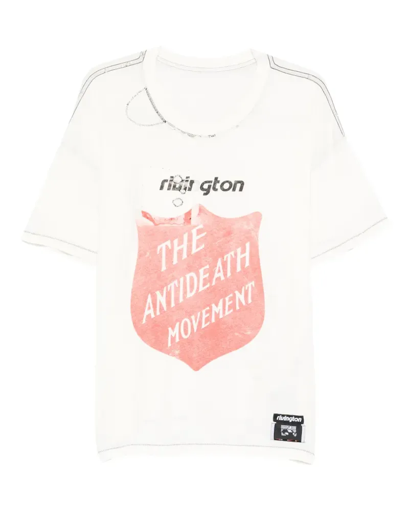 RRR123 T-Shirt im Distressed-Look - Weiß Weiß