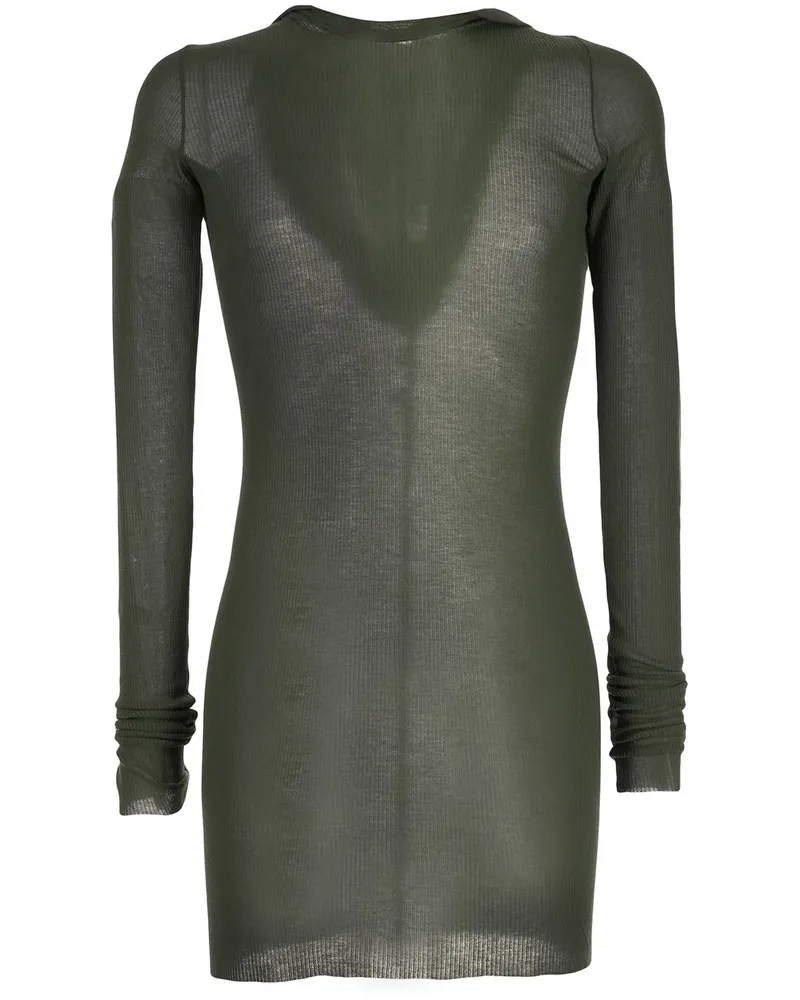 Rick Owens Geripptes T-Shirt mit Kapuze - Grün Grün