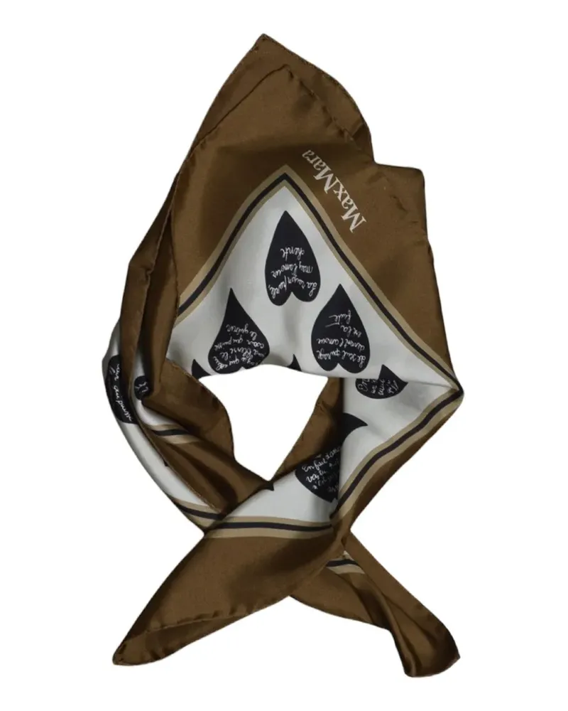 Max Mara heart-print silk scarf - Braun Braun
